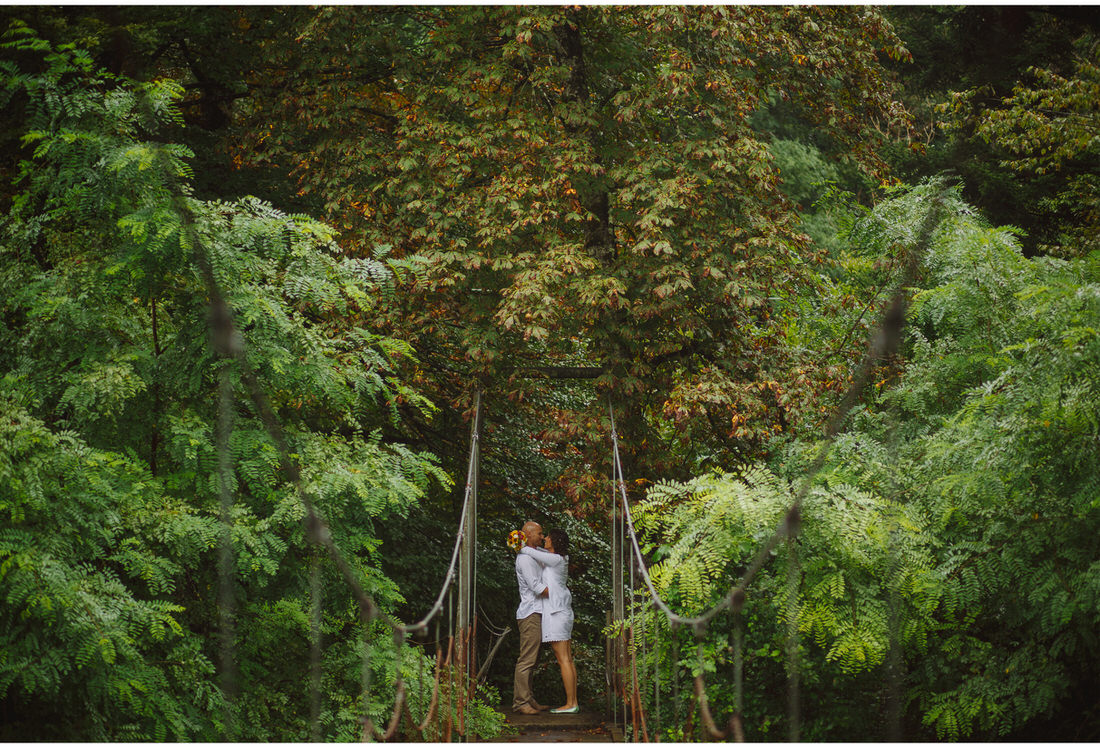 suspension bridge wedding session