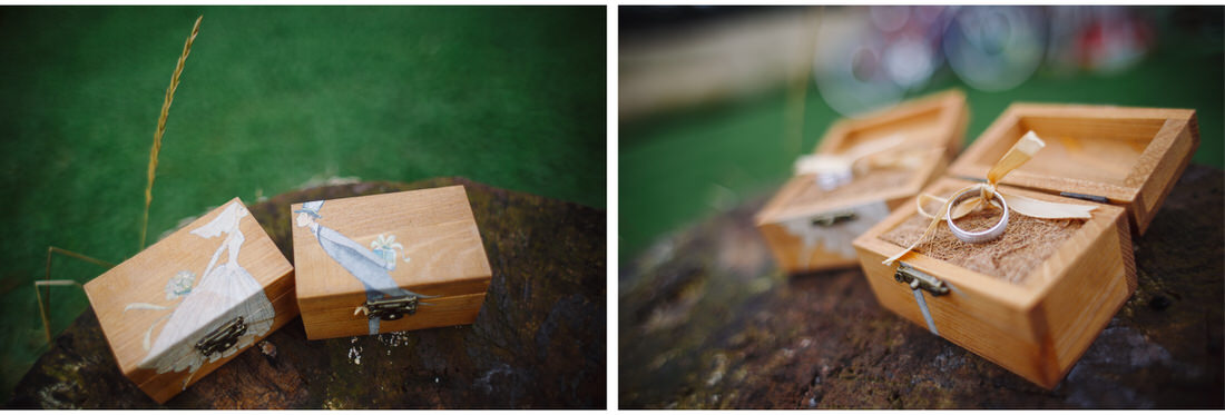 rings in a wooden box